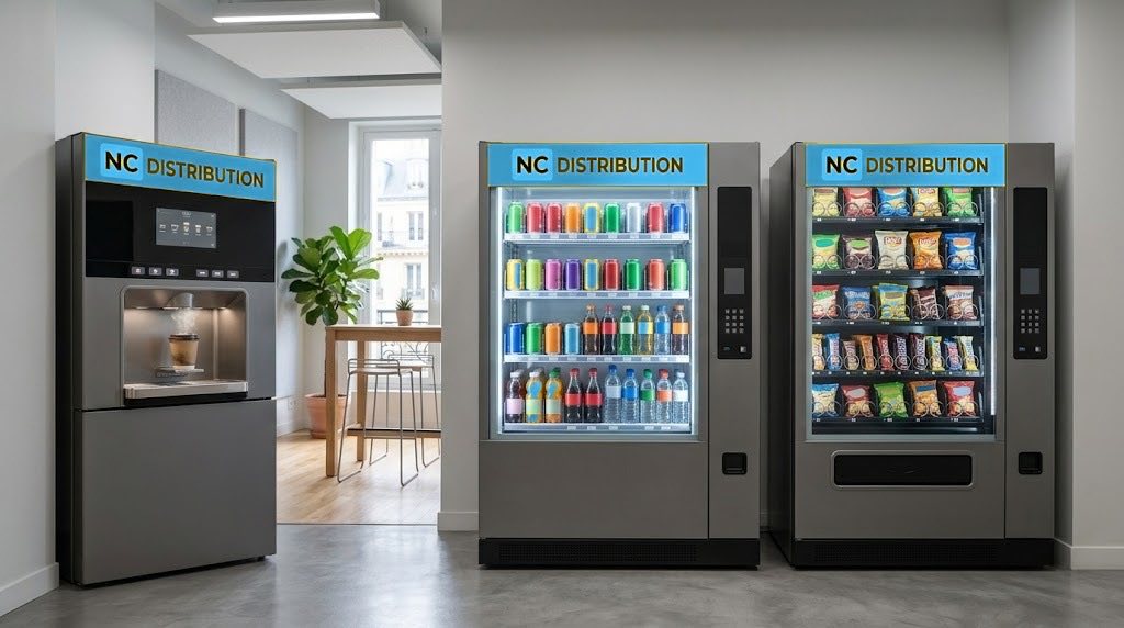 Coffee, cold drink and snack vending machines, installed free of charge – NC DISTRIBUTION